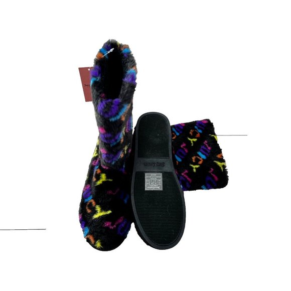 Juicy Couture Kam Faux Fur Slipper Boot Black Rainbow ( 6 ) - Picture 3 of 3